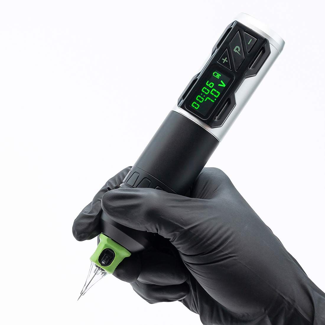 EZ Portex Generation 2S (P2S) Máquina de Tatuaje Inalámbrica con Batería y Motor Suizo Pantalla Digital LED (Plateado)