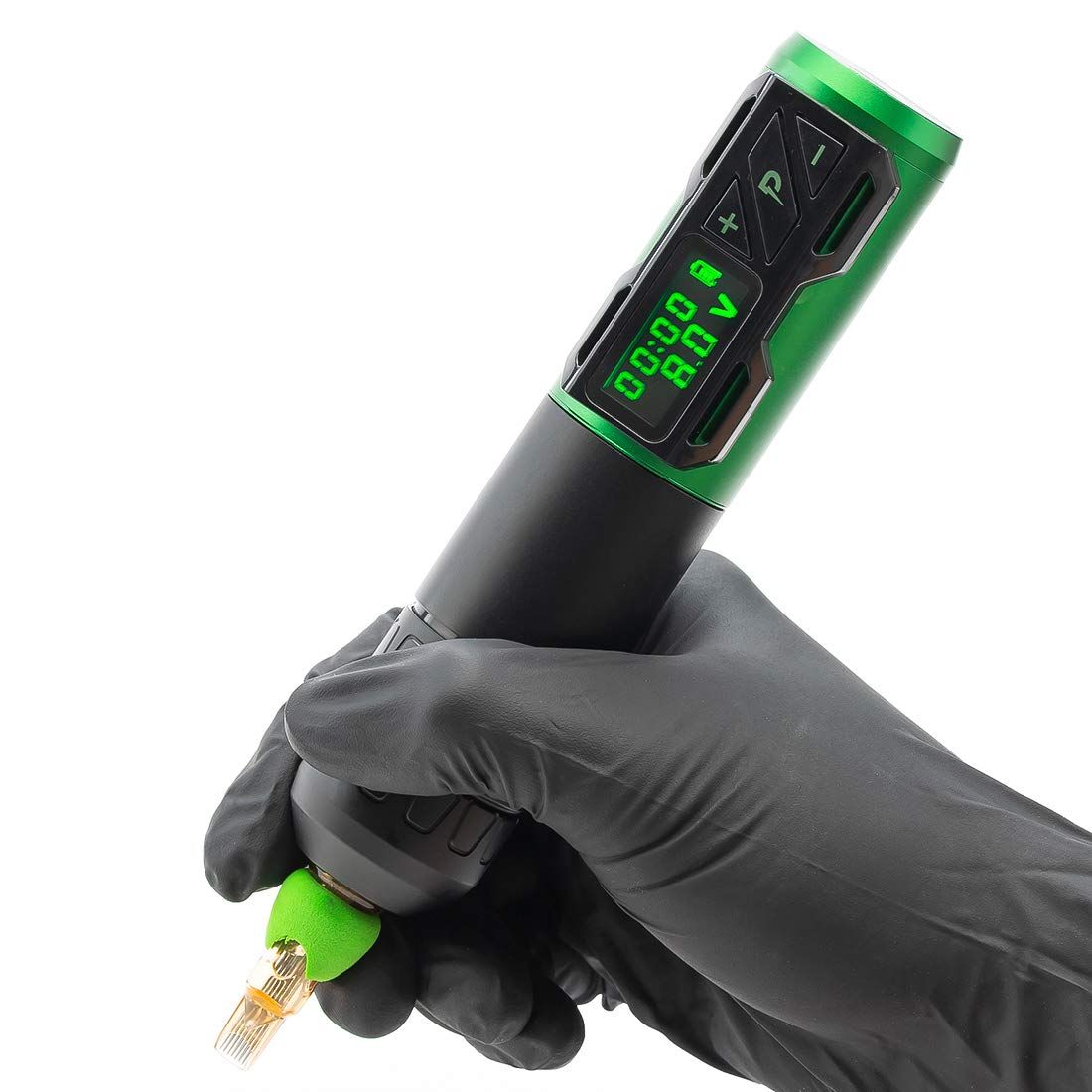 EZ Portex Generation 2S (P2S) Máquina de Tatuaje Inalámbrica con Batería y Motor Suizo Pantalla Digital LED (Verde)