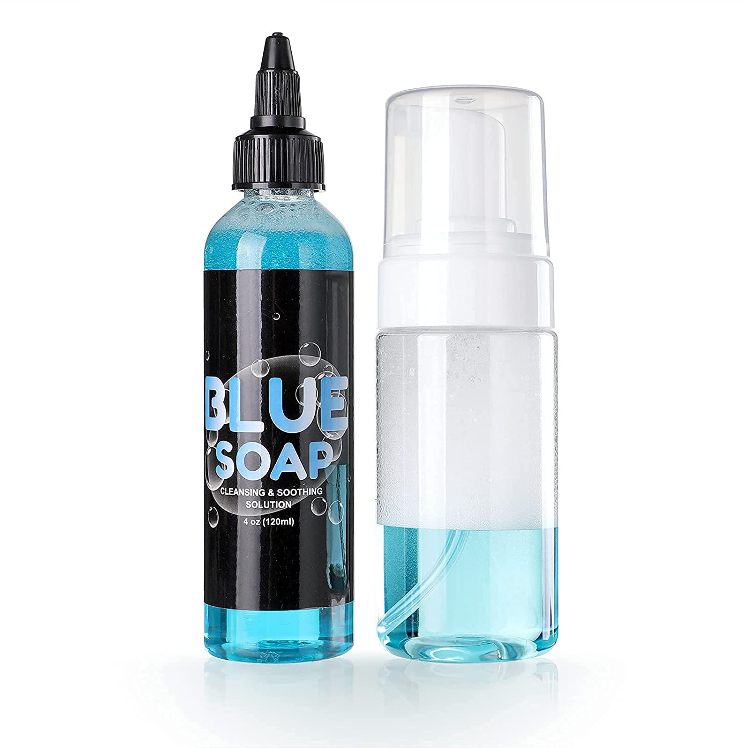 Solución concentrada de jabón azul para tatuajes: Botella espumosa de 1 oz de alivio relajante y curativo