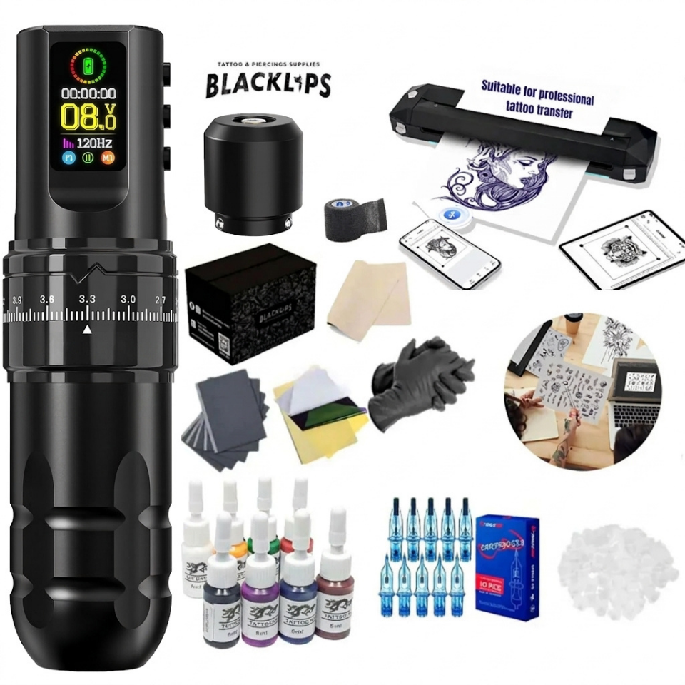 Kit de tatuajes profesional - OOBA EVO PRO con impresora recargable inálambrica