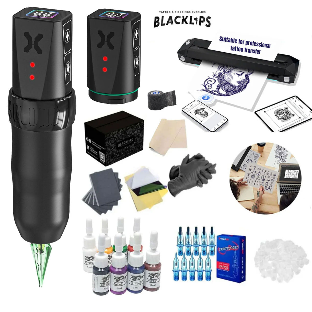 Kit de tatuajes profesional  - X9 Elite+ con Batería Adicional