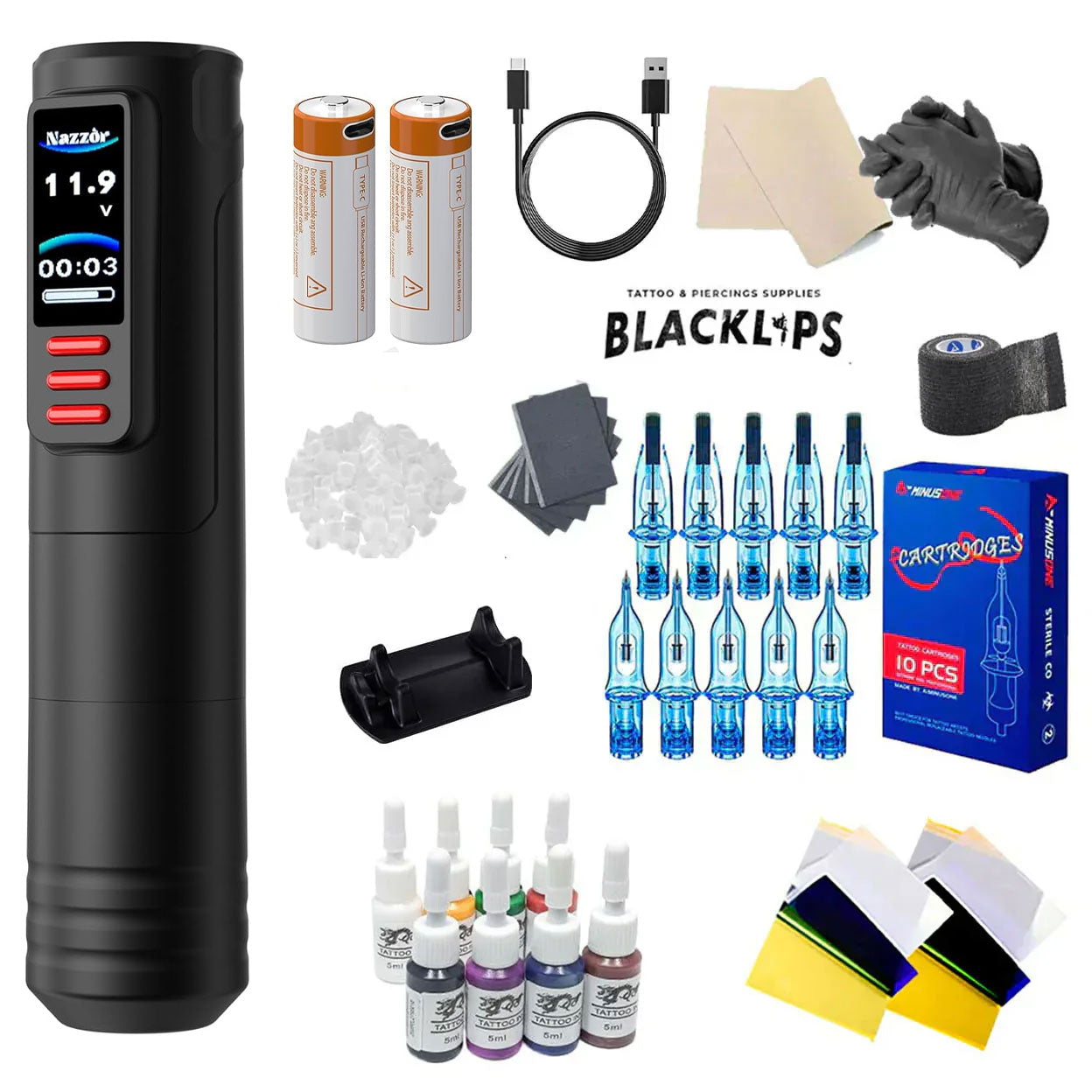 Kit De Tatuajes Profesional Para Tatuar y Microblading - Nazzor Pro + BATERIA EXTRA