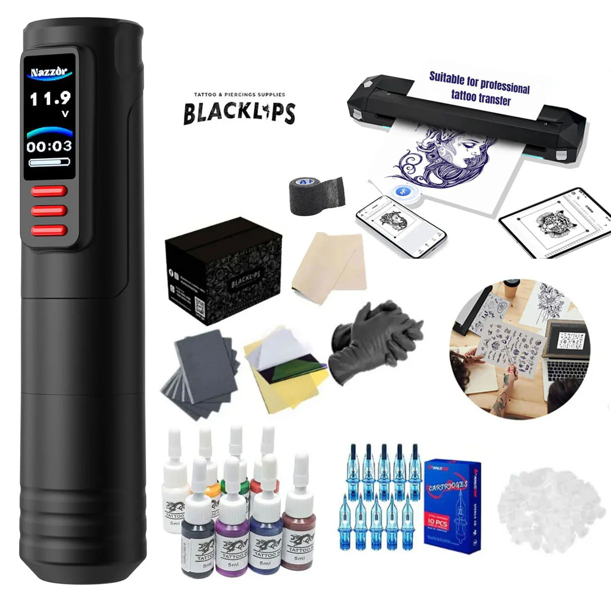 Kit De Tatuajes Profesional Para Tatuar y Microblading - Nazzor Pro