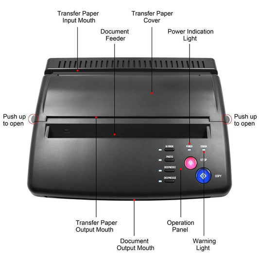 Máquina de Transferencia Térmica para Tatuajes - Negro + 5 pcs papel de transferencia gratis
