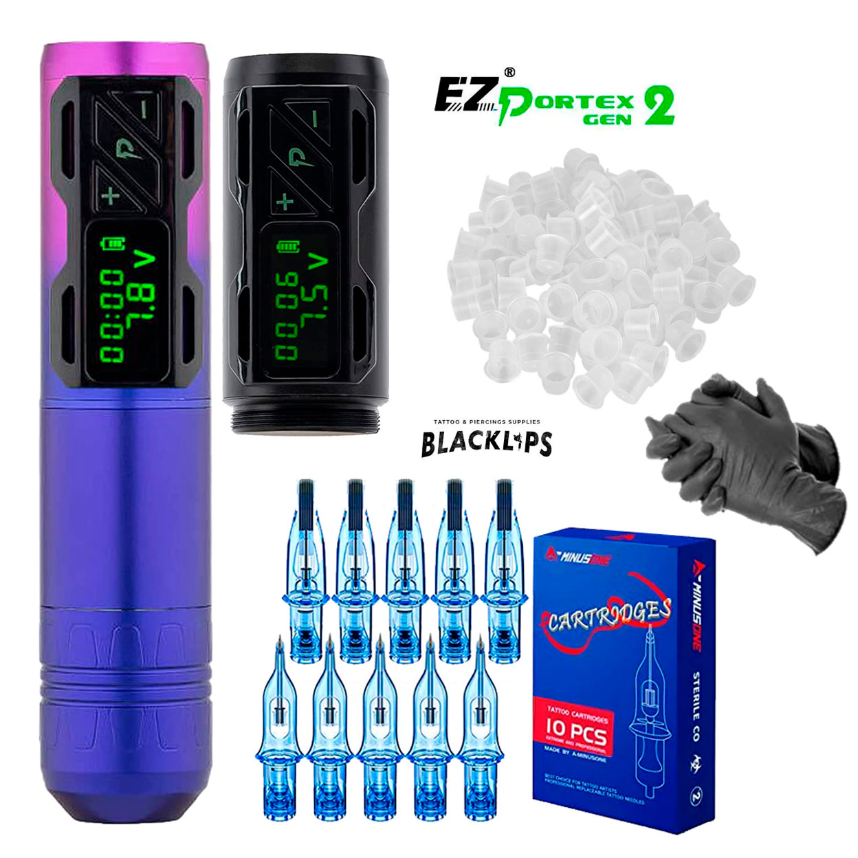 EZ Portex Generation 2S (P2S) Professional Tattoo and Microblading Kit + Extra Battery and Accessories 