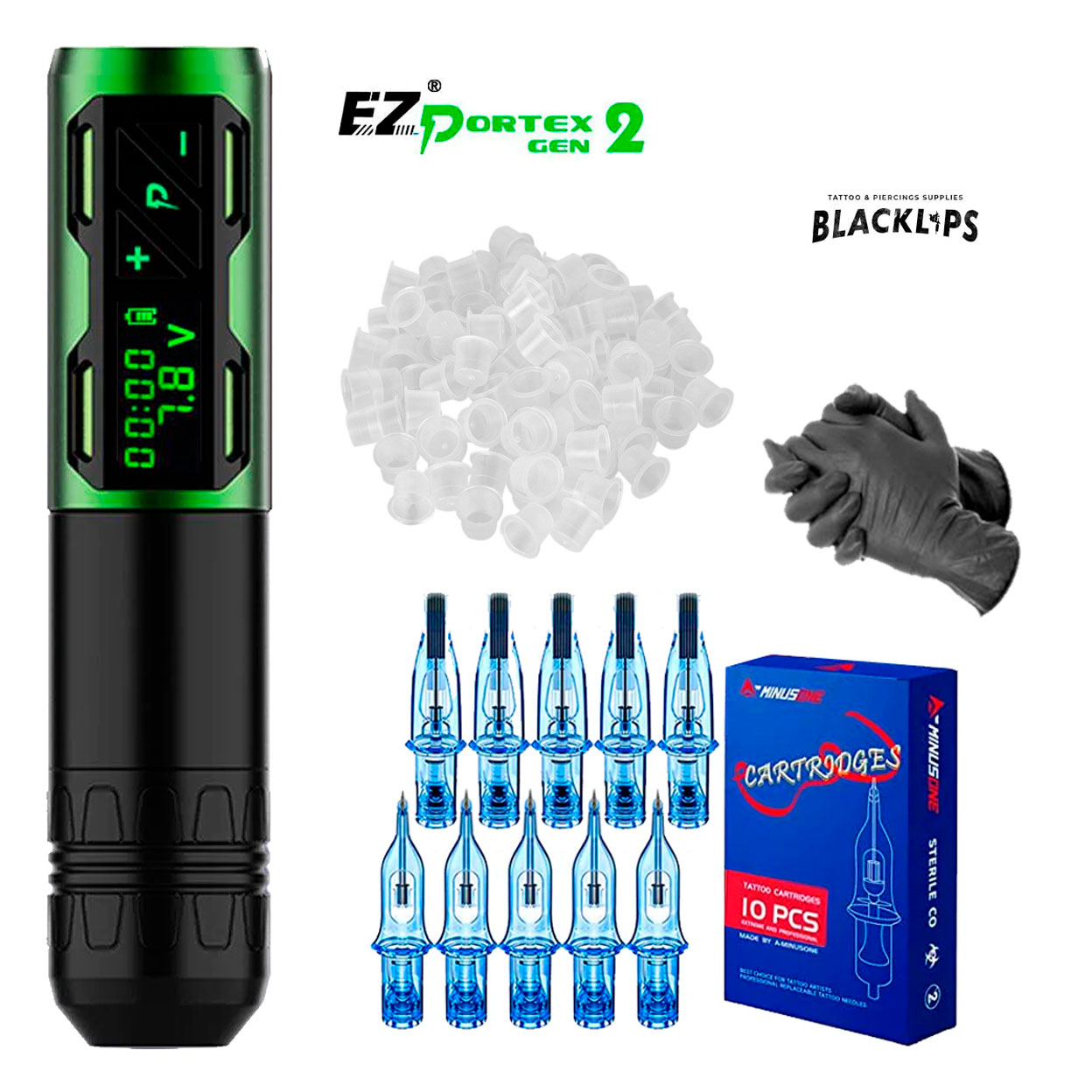 EZ Portex Generation 2S (P2S) Professional Tattoo Kit for Tattooing and Microblading + Accessories 